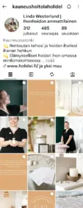 Kauneushoitola Holidein instagram-tili, jossa valokuvaaja Petra Viin ottamia kuvia.